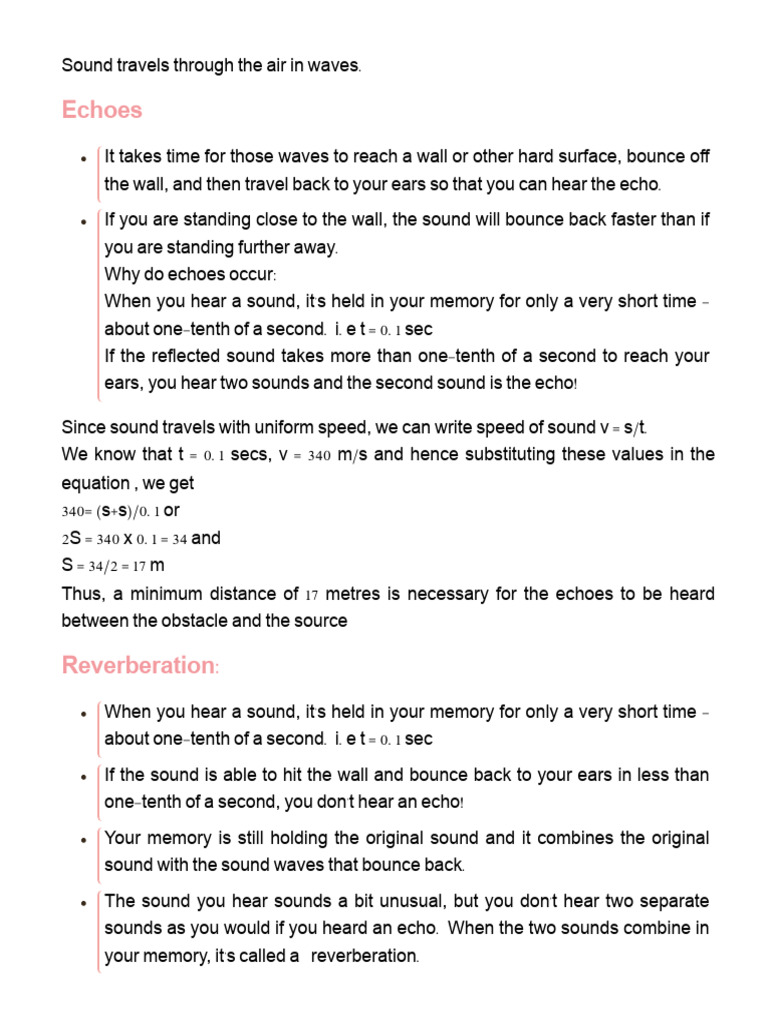 Reflection in Sound Waves | PDF