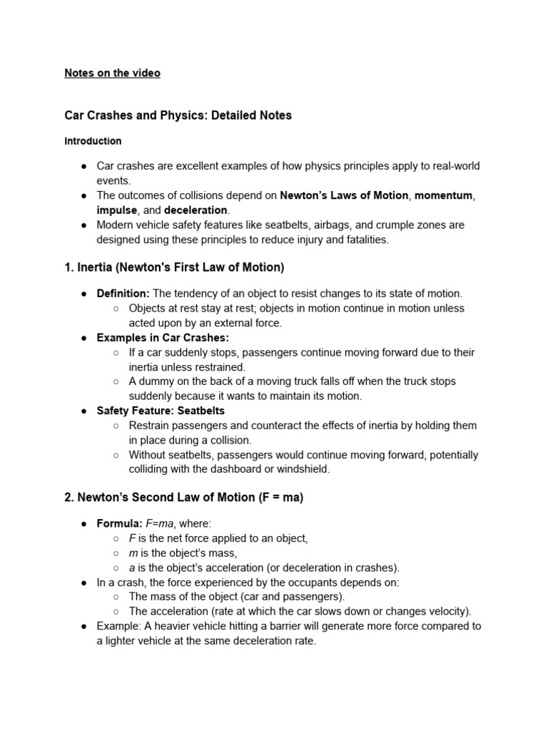 Vehicle Safety and Crash Dynamics | PDF | Force | Acceleration