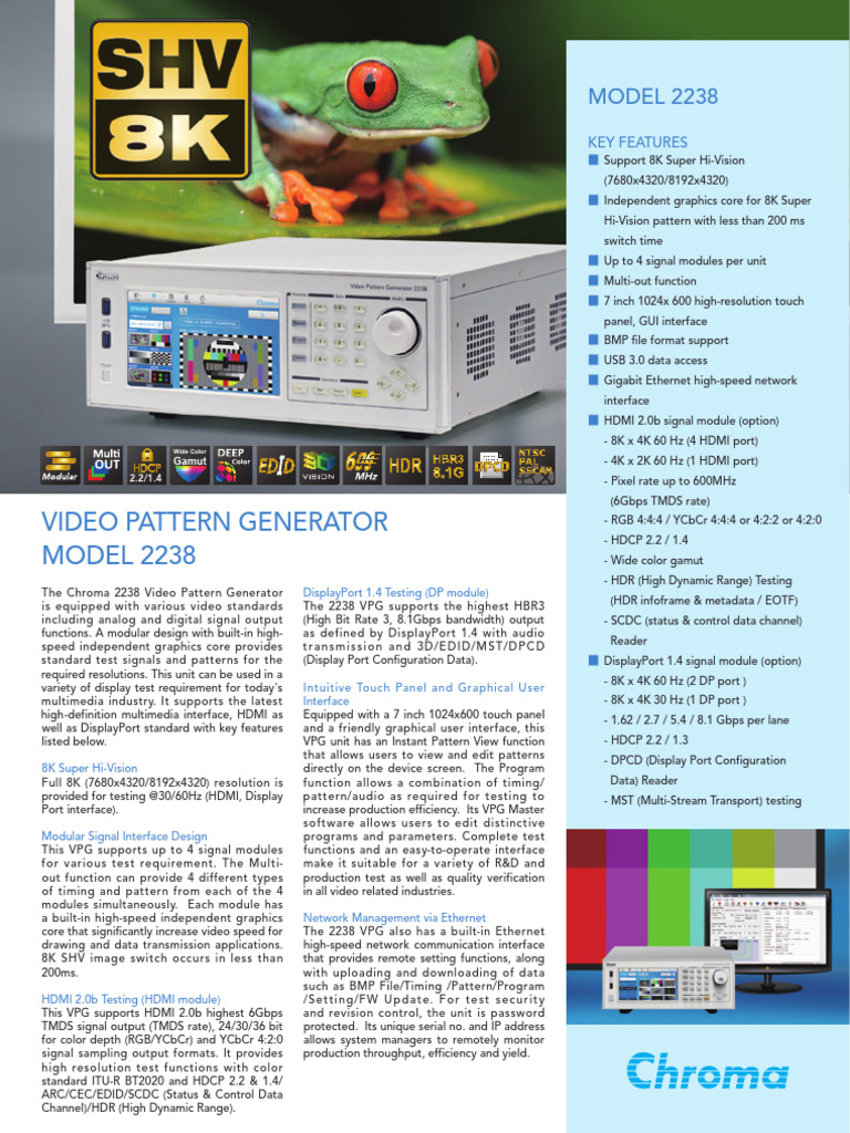 Chroma 2238 Video Pattern Generator | PDF | Hdmi | Telecommunications