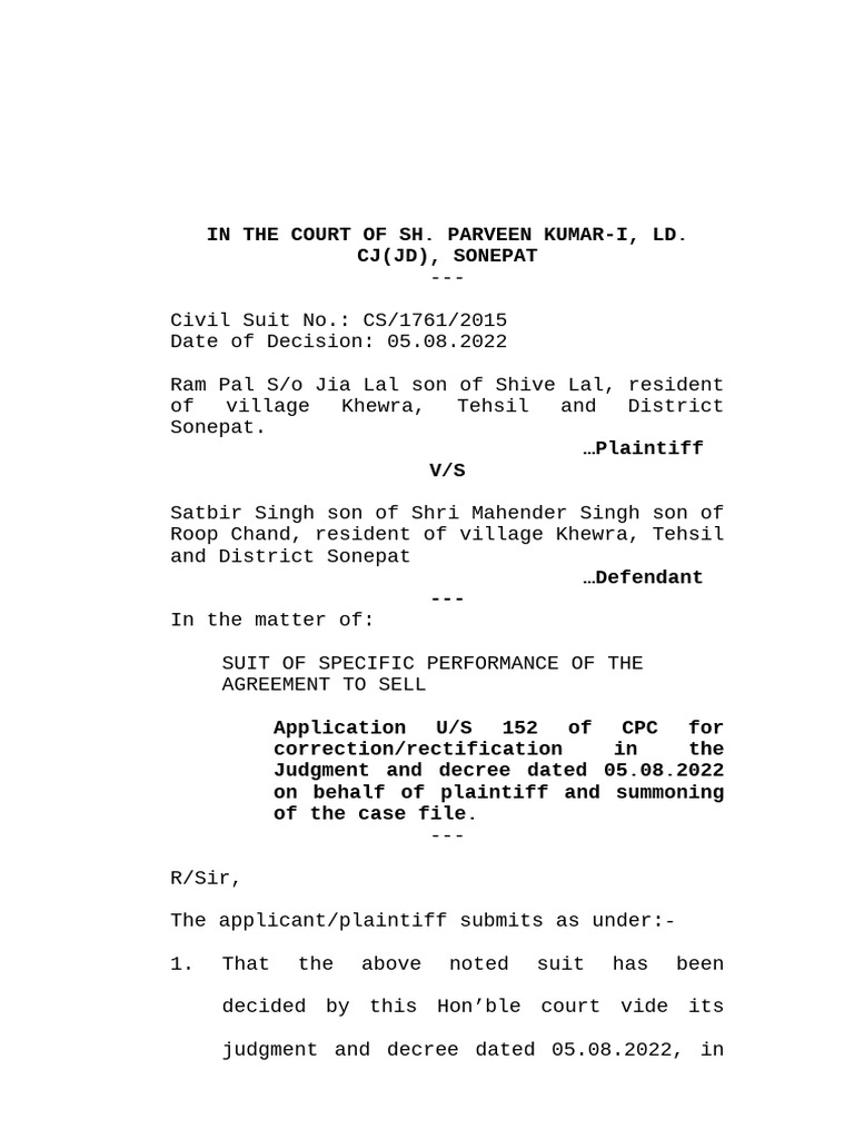 Correction Applications Under CPC | PDF | Legal Concepts | Public Law