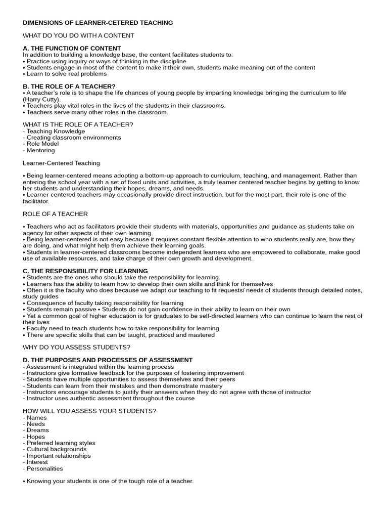ED 123 Dimensions Notes | PDF | Teachers | Learning