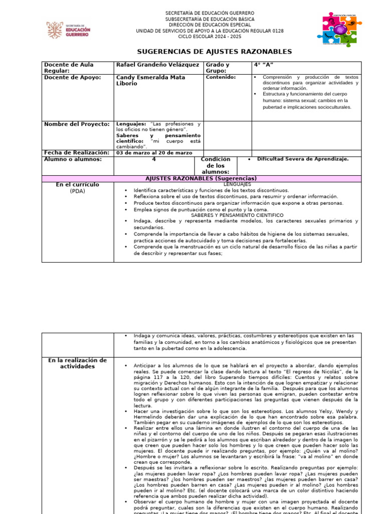 Ajustes Razonables en Educación Inclusiva | PDF | Plan de estudios ...