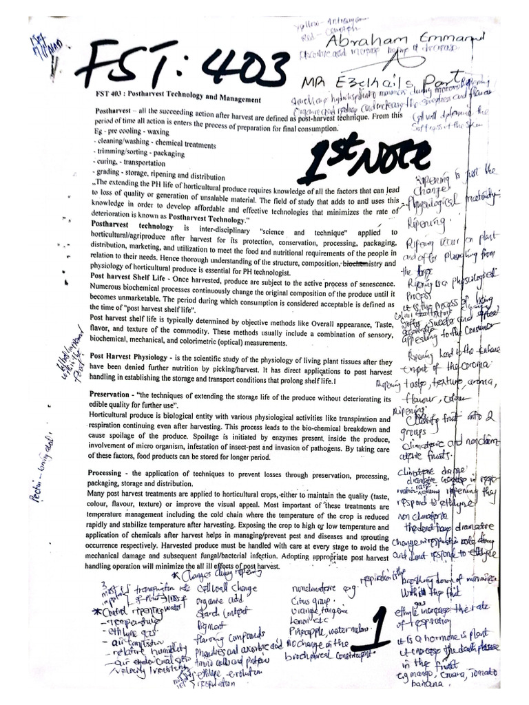 FST 403 1st Note | PDF