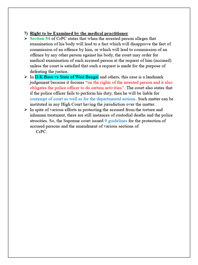 Rights of Arrested Persons in CrPC | PDF | Arrest Warrant | Criminal ...