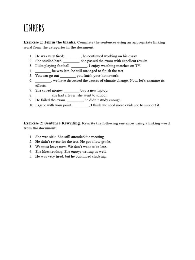 Linkers Exercises | PDF