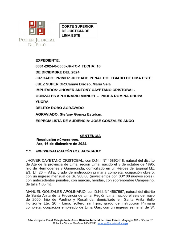Sentencia por Robo Agravado en Lima Este | PDF | Castigos | Robo