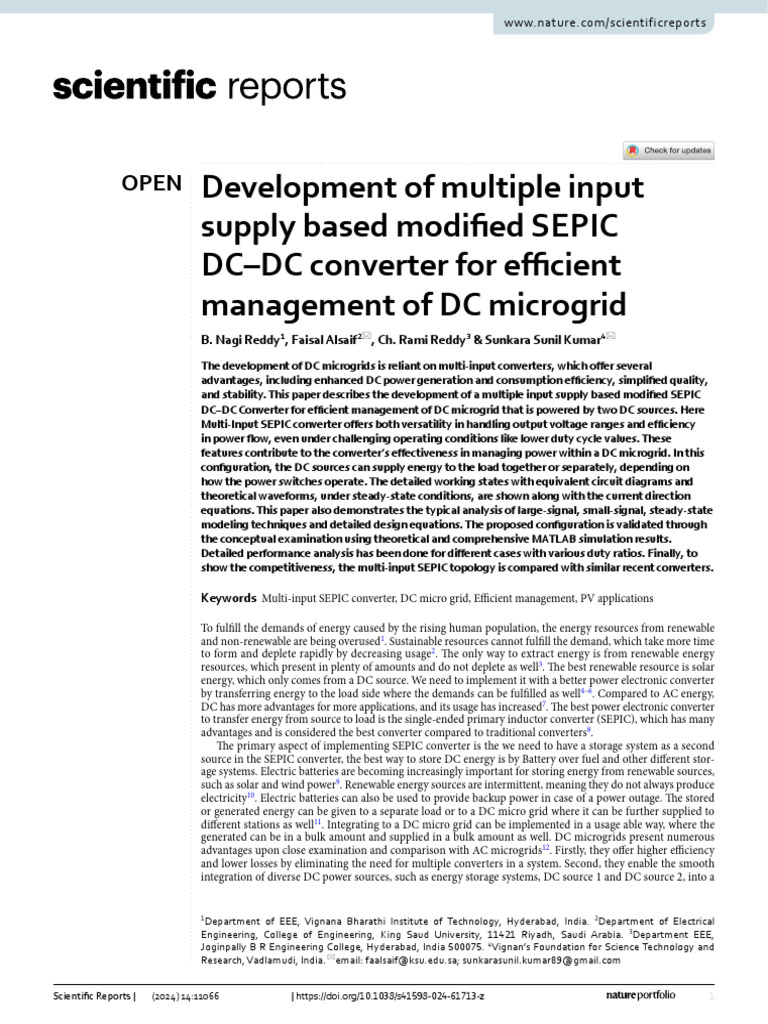 Development of Multiple Input Supply Based Modified SEPIC DC-DC ...