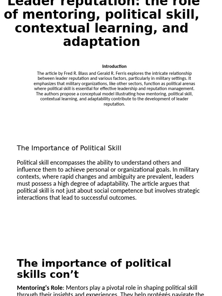 Enhancing Leader Reputation in Military | PDF | Mentorship | Leadership