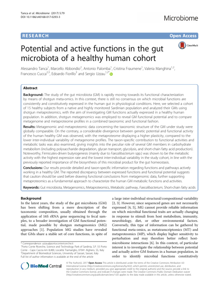 2017.Potential and active functions in the gut microbiota of a healthy ...