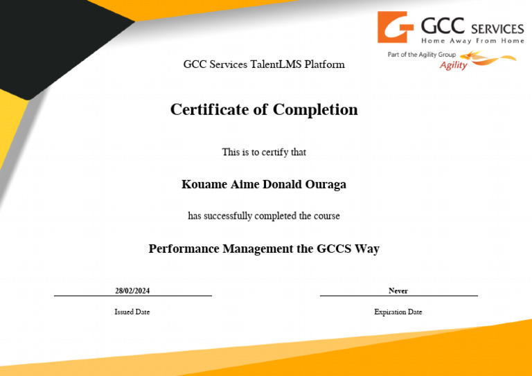 GCC Services Performance Management Certificate | PDF