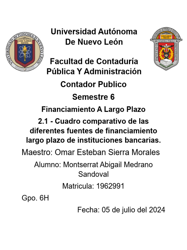 Fuentes de Financiamiento a Largo Plazo | PDF | Préstamos | Bancos