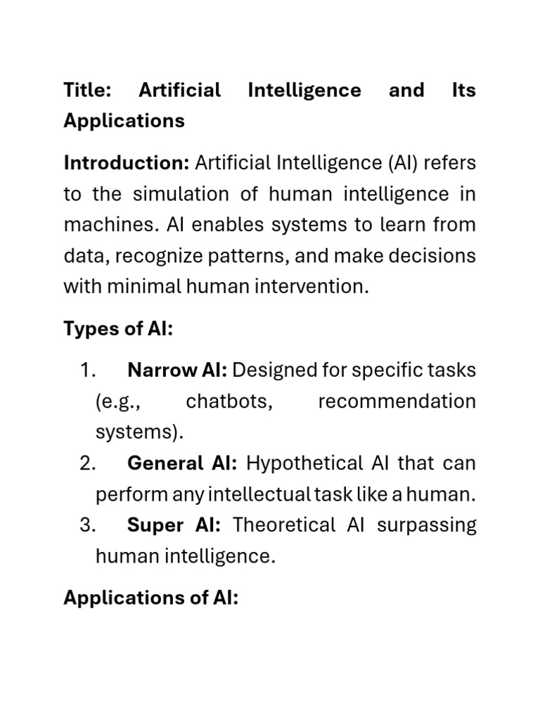 Artificial Intelligence and Its Applications | PDF