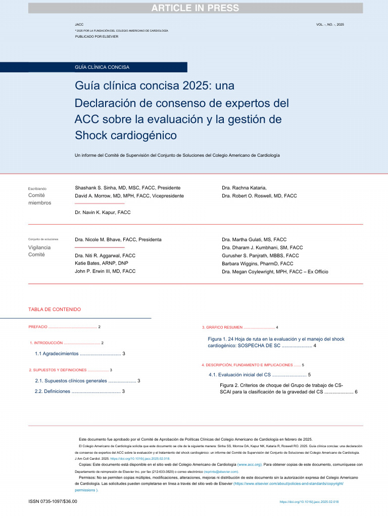 2025 ACC Cardiogenic Shock Concensus | PDF | Infarto de miocardio ...