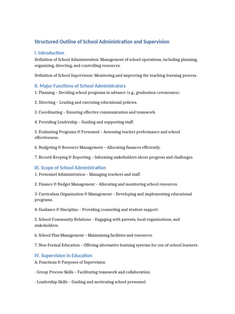 School Administration and Supervision Guide | PDF | Teachers | Learning