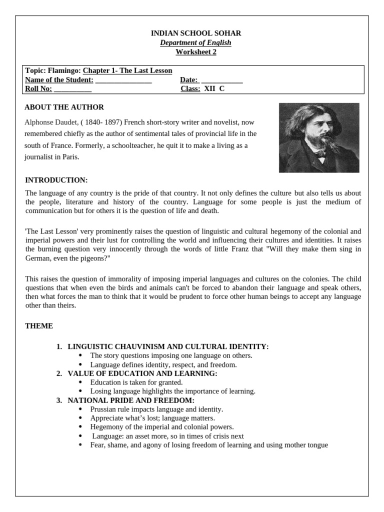 Last Lesson Analysis: Language & Identity | PDF | Metaphor | Teachers
