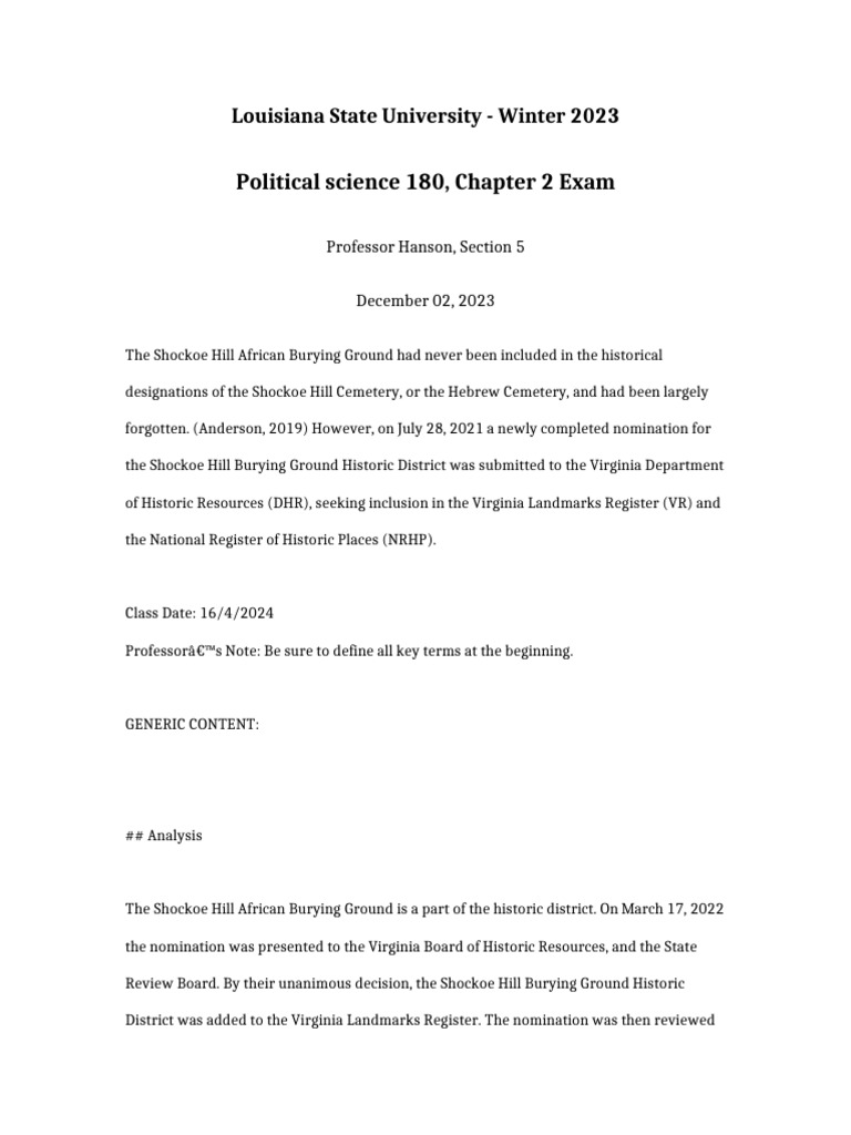 Political Science 180 Chapter 2 Exam | PDF