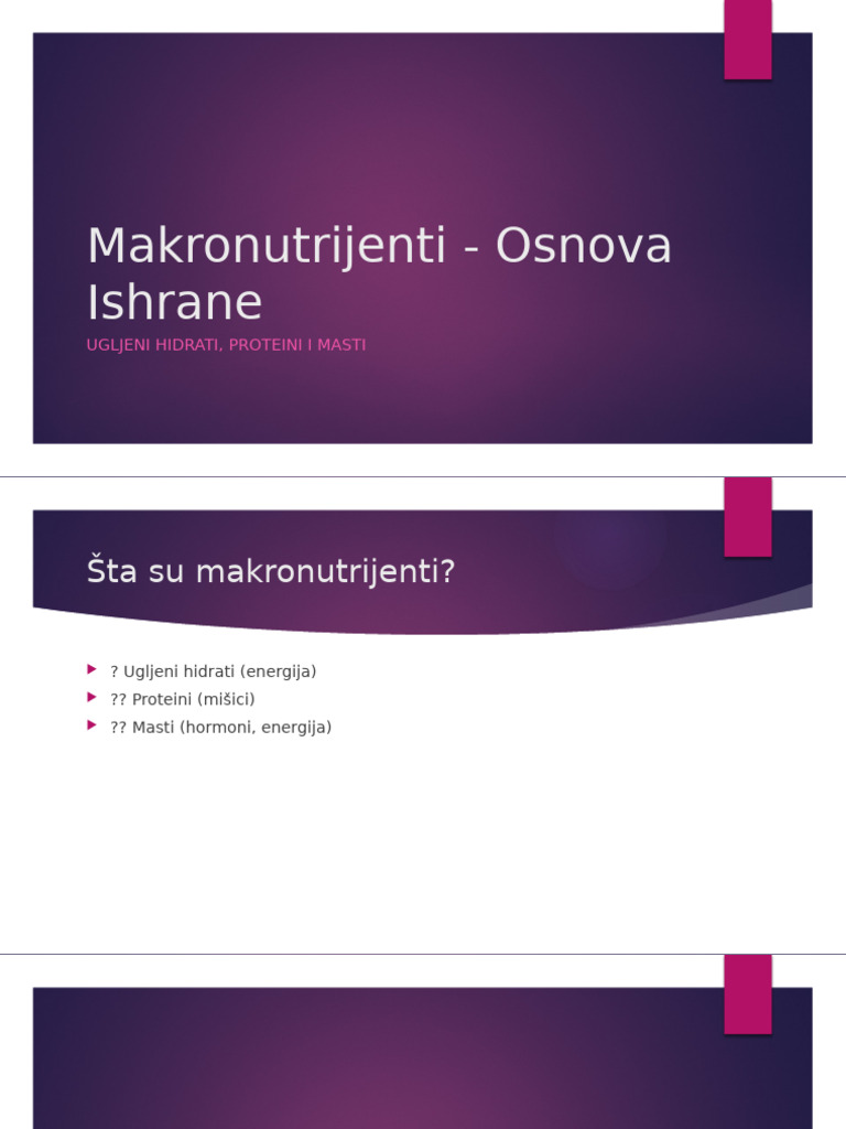 Makronutrijenti - Osnova Ishrane | PDF