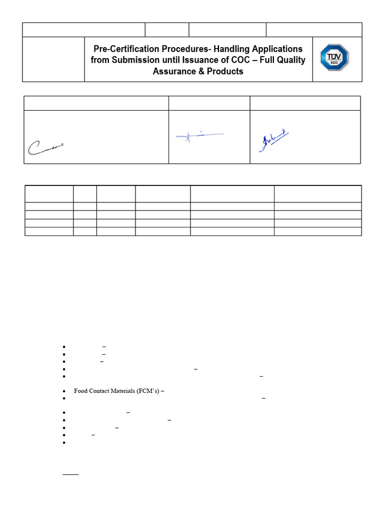 TUVSUDPSGENSOP015 PreCertification Procedures Handling Applications ...