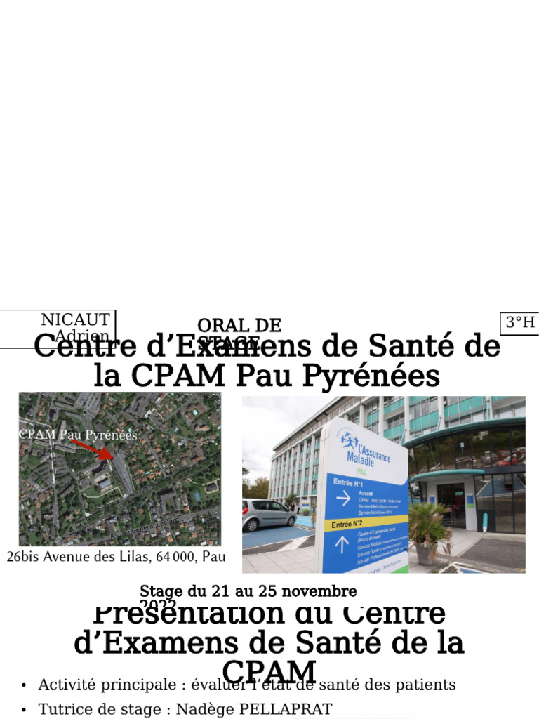 Rapport de stage au CES CPAM Pau | PDF