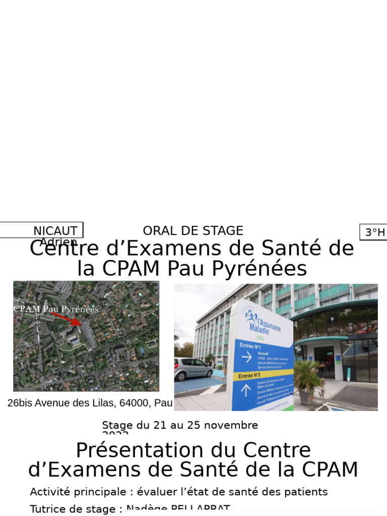 Stage au Centre d’Examens de Santé CPAM | PDF