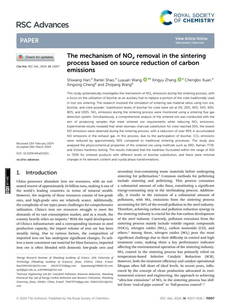 RSC Advances: Paper | PDF | N Ox | Combustion