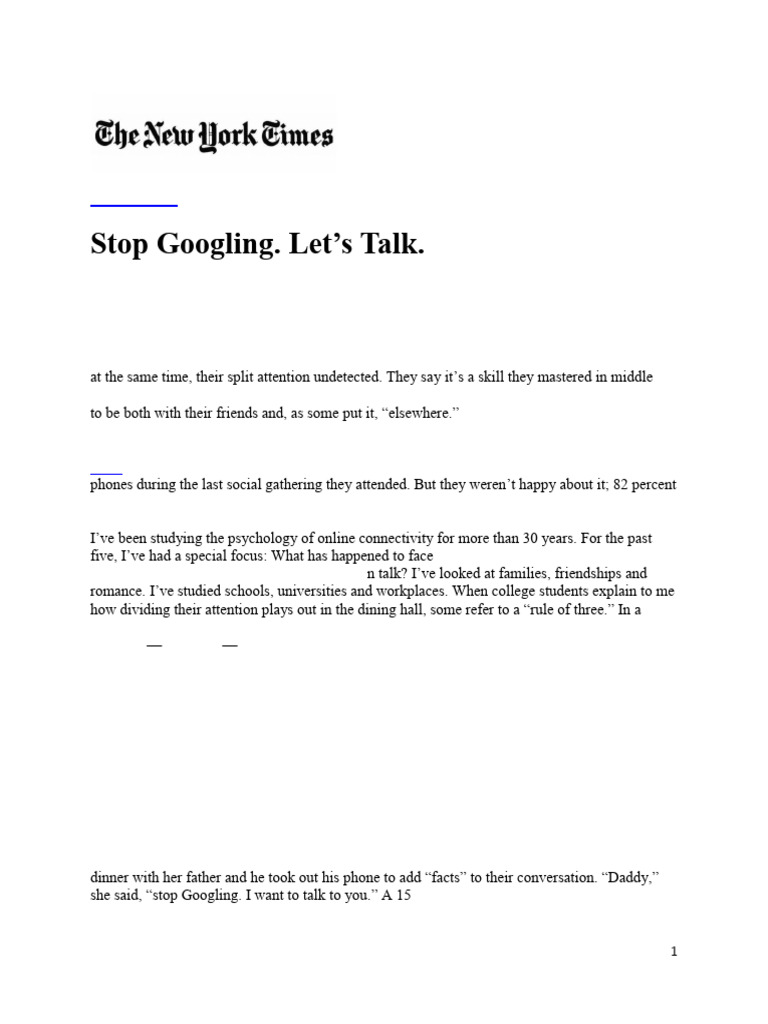 The Impact of Phones on Conversation | PDF | Empathy | Conversation