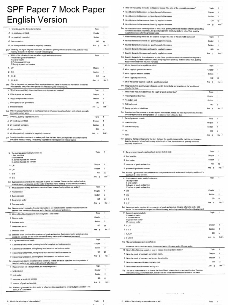 SPF Paper 7 Mock Exam Guide | PDF