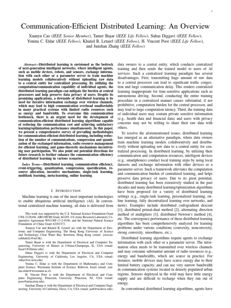 Communication-Efficient Distributed Learning An Overview 0 | PDF ...