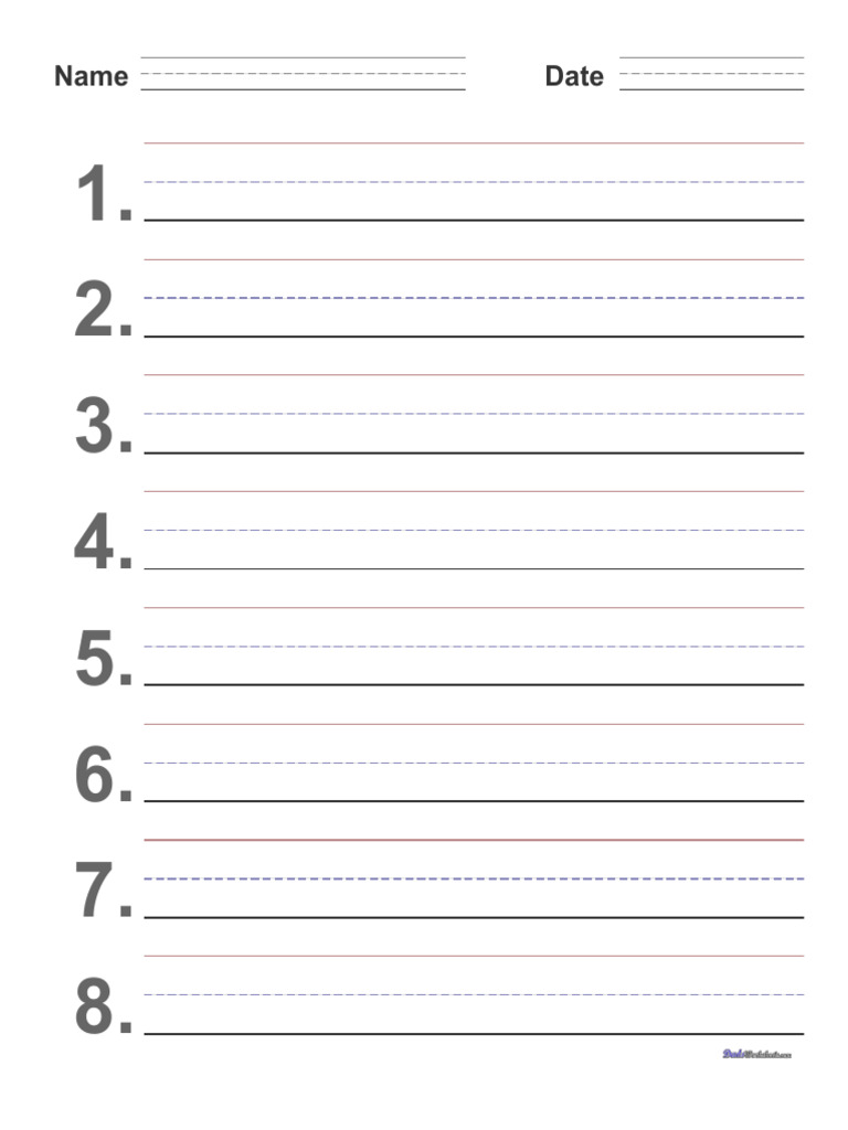 Numbered Three Quarter Inch With Name v1 | PDF
