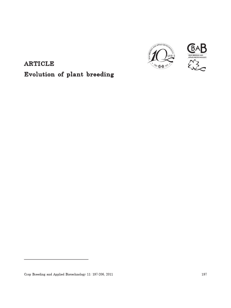 Evolution of Plant Breeding Methods | PDF | Plant Breeding | Genetics