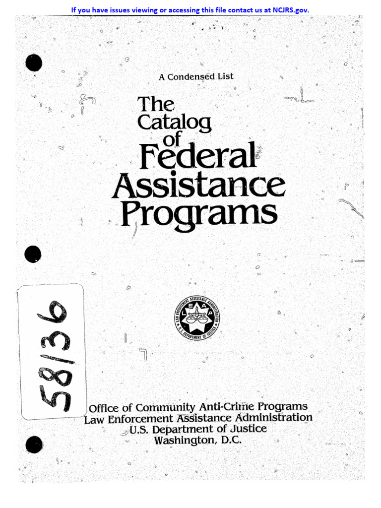 Federal Assistance Programs Catalog | PDF