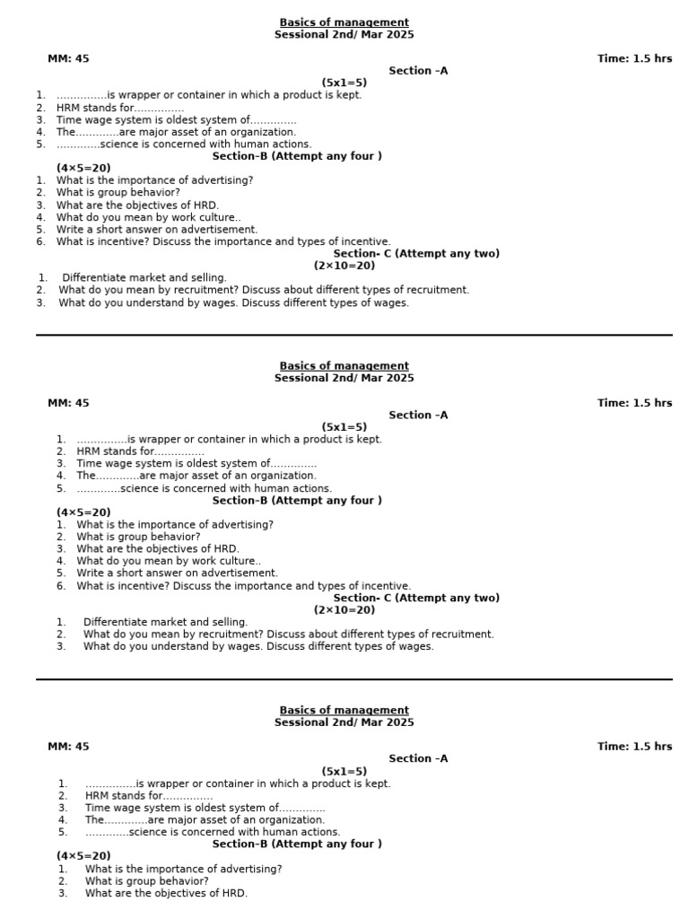 BOM MST 2 | PDF