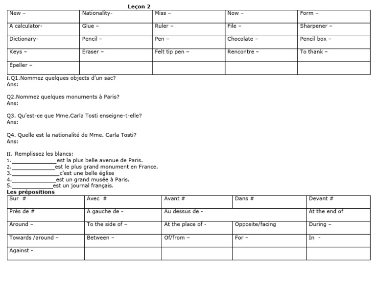 Questions sur Mme Carla Tosti | PDF
