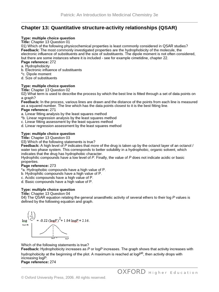 QSAR Concepts in Medicinal Chemistry | PDF | Quantitative Structure ...
