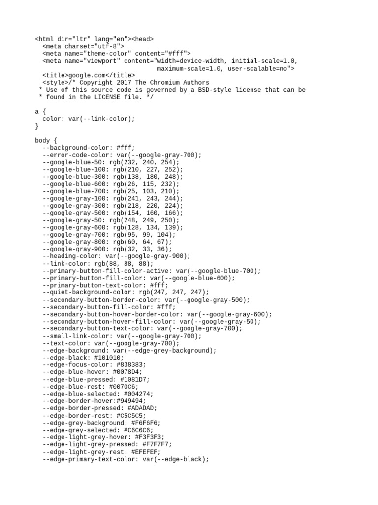 Google HTML Document Structure | PDF