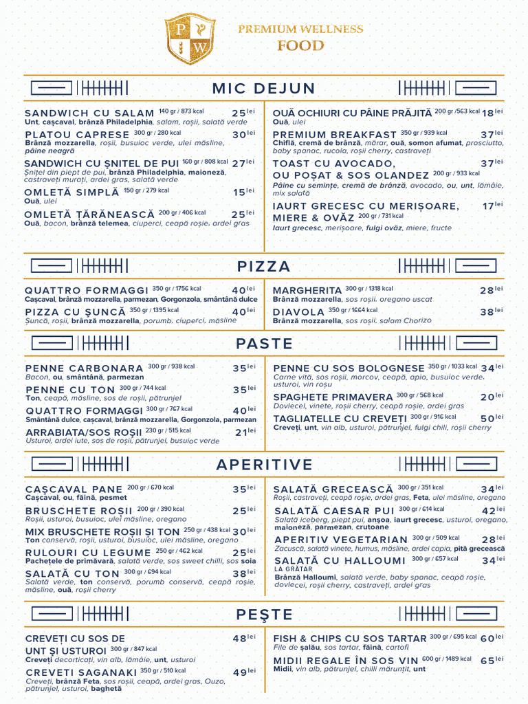 Menu Premium Wellness Food | PDF