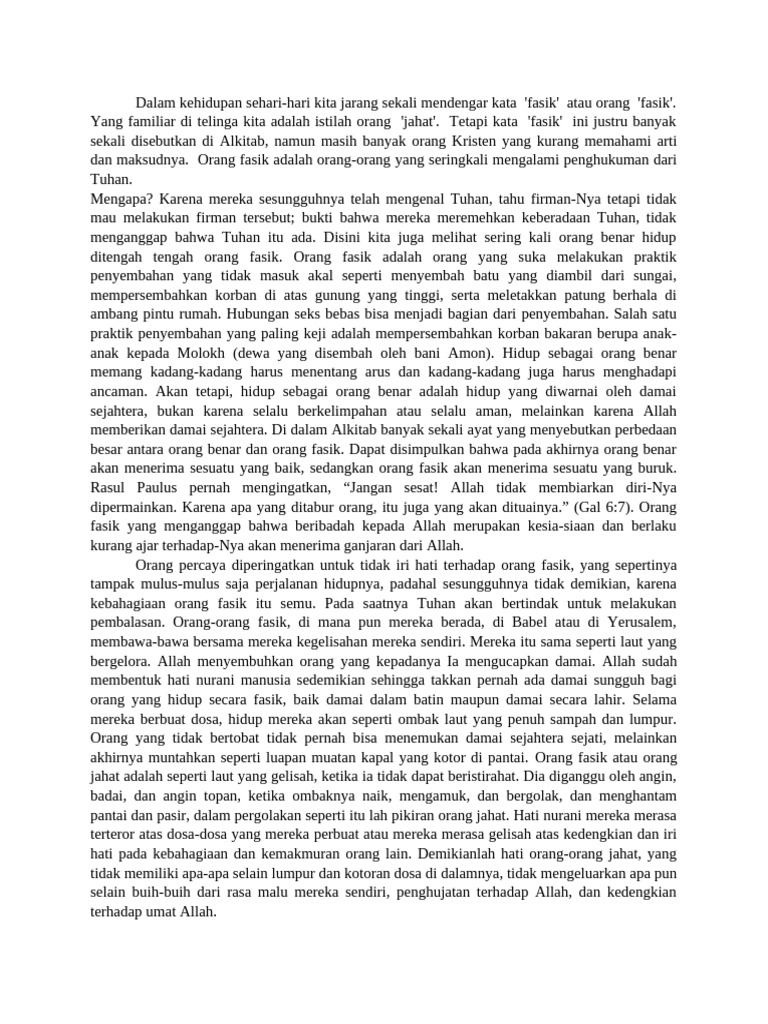 Arti Fasik dalam Alkitab | PDF