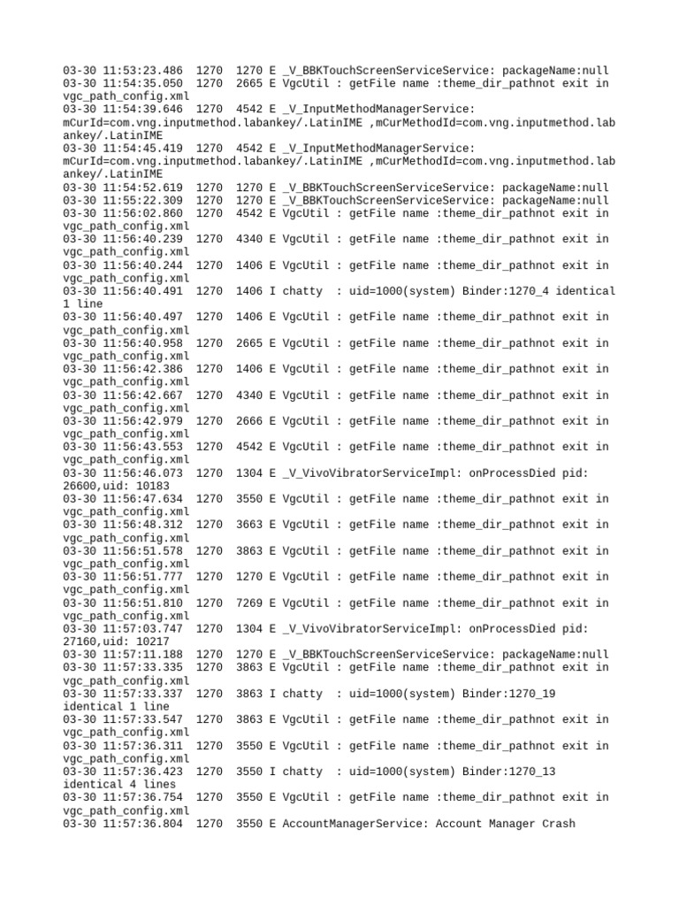 Android Error Log Analysis | PDF | Computer Programming | Software ...