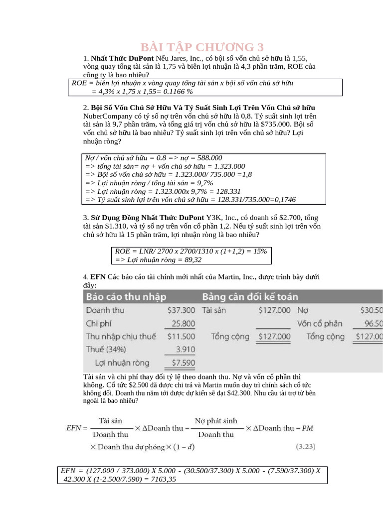 bài tập QTTC chương 3 | PDF