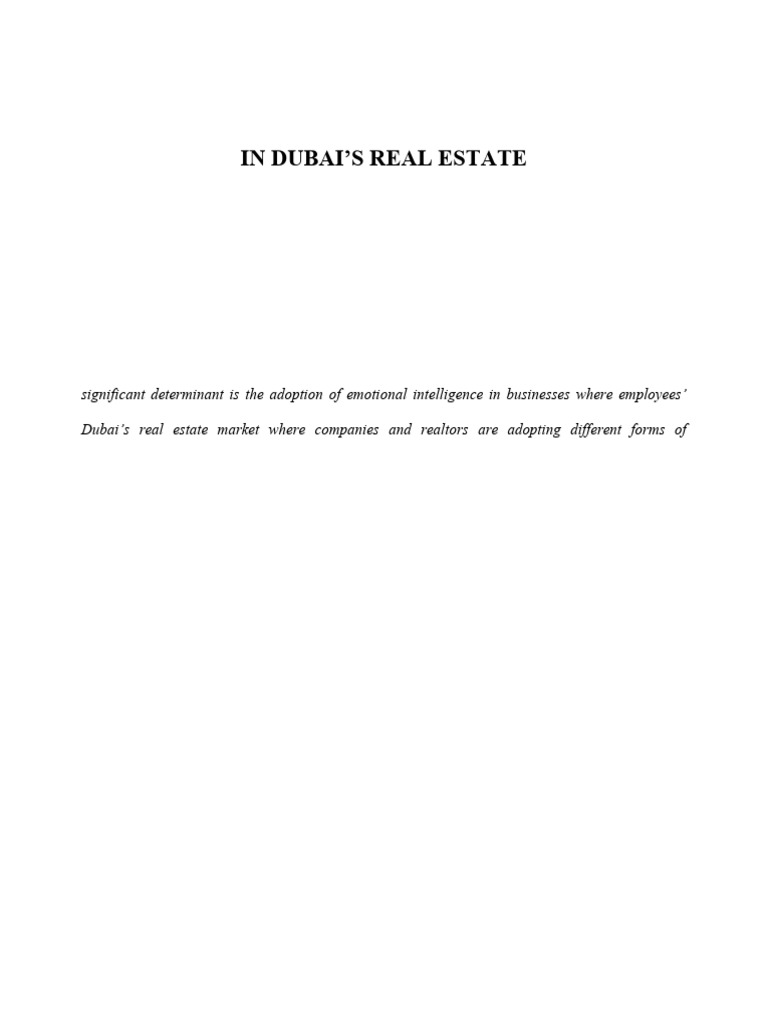 Adaptive & Emotional Intelligence in Dubai Real Estate | PDF ...