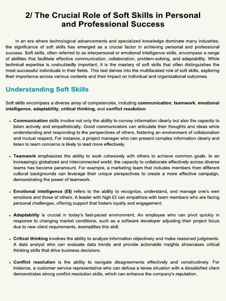 The Crucial Role of Soft Skills | PDF