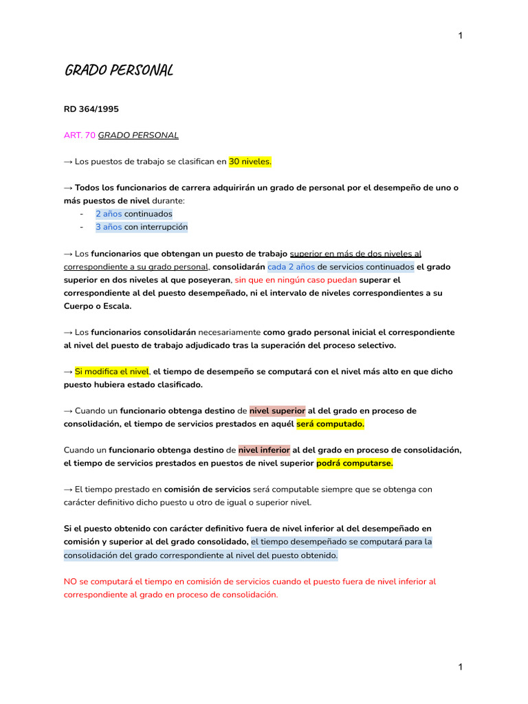 Grado Personal y Niveles de Funcionarios | PDF