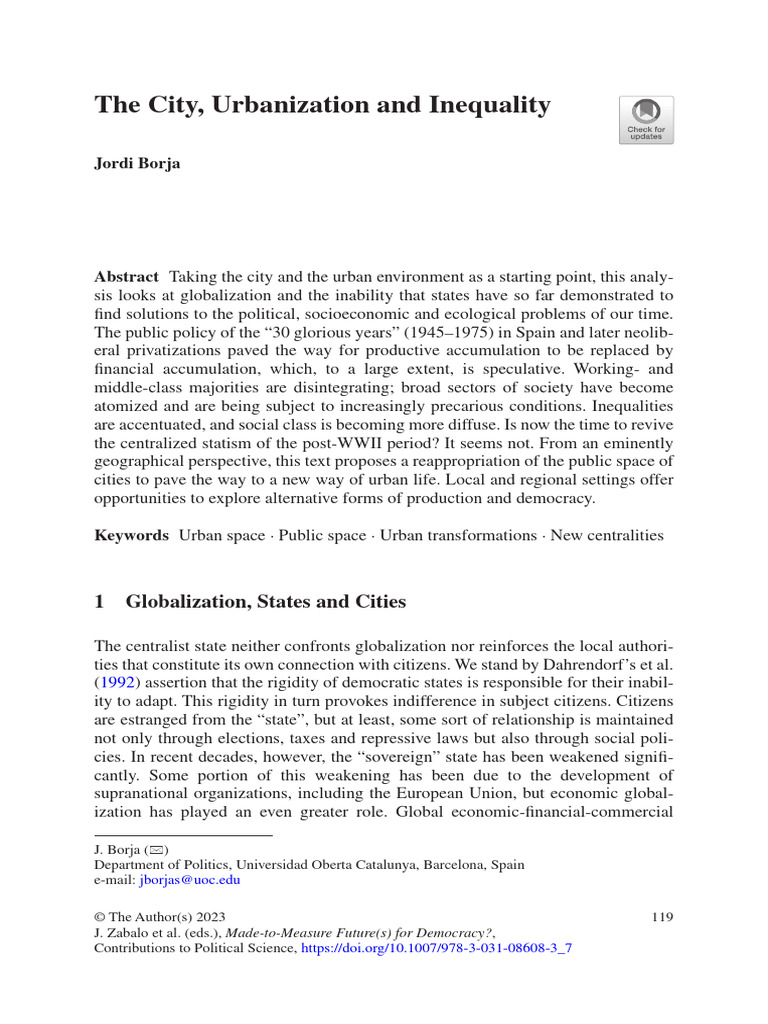 Urbanization and Inequality Analysis | PDF | Citizenship | Democracy
