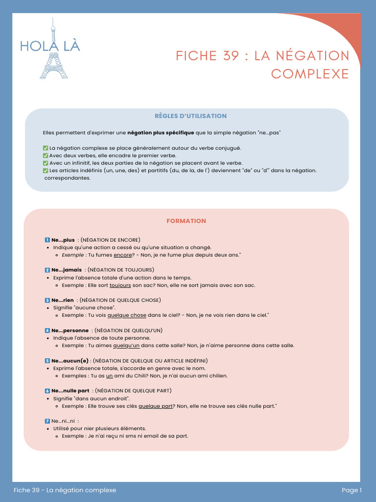 Négation complexe : règles et exemples | PDF