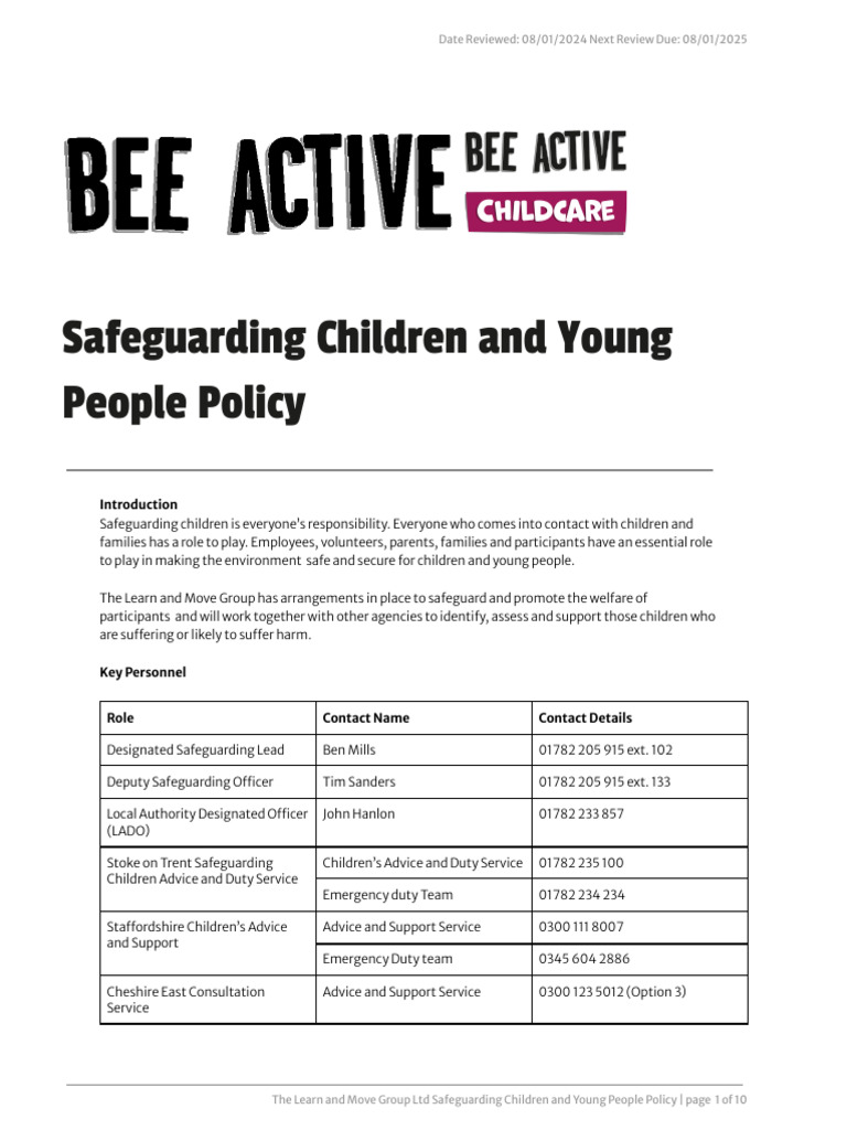 Safeguarding Policy for Children & Youth | PDF | Child Protection ...