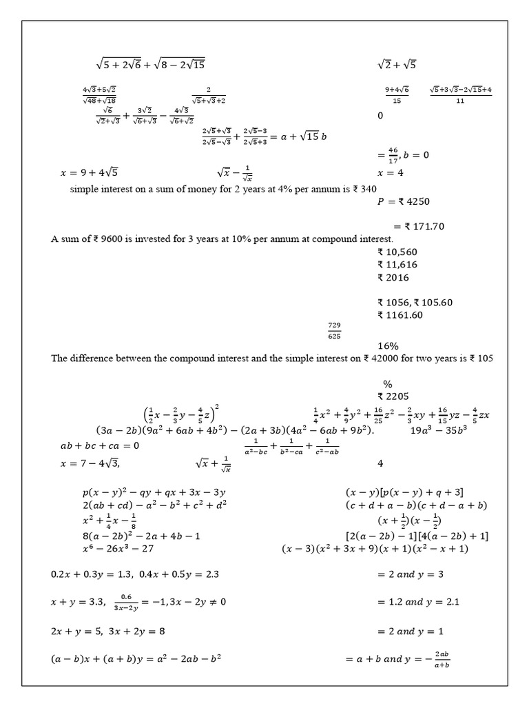 IX Grade Mathematics Worksheet Solutions | PDF | Classical Geometry ...