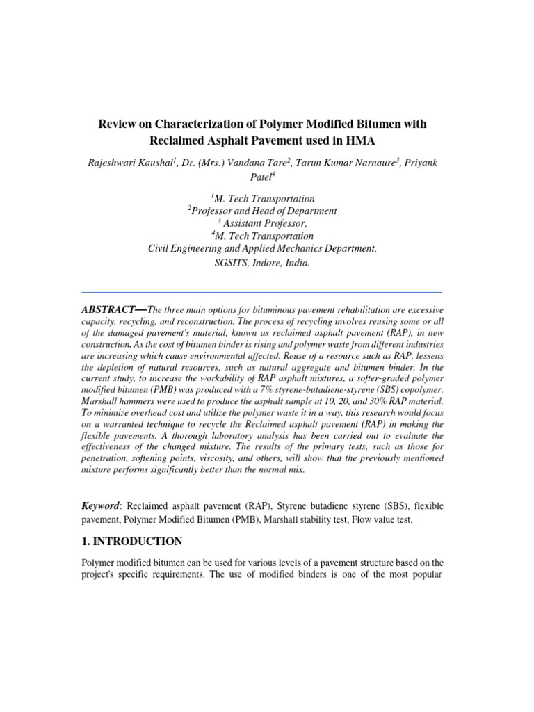 Review On Characterization of Polymer Modified Bitumen With | PDF ...