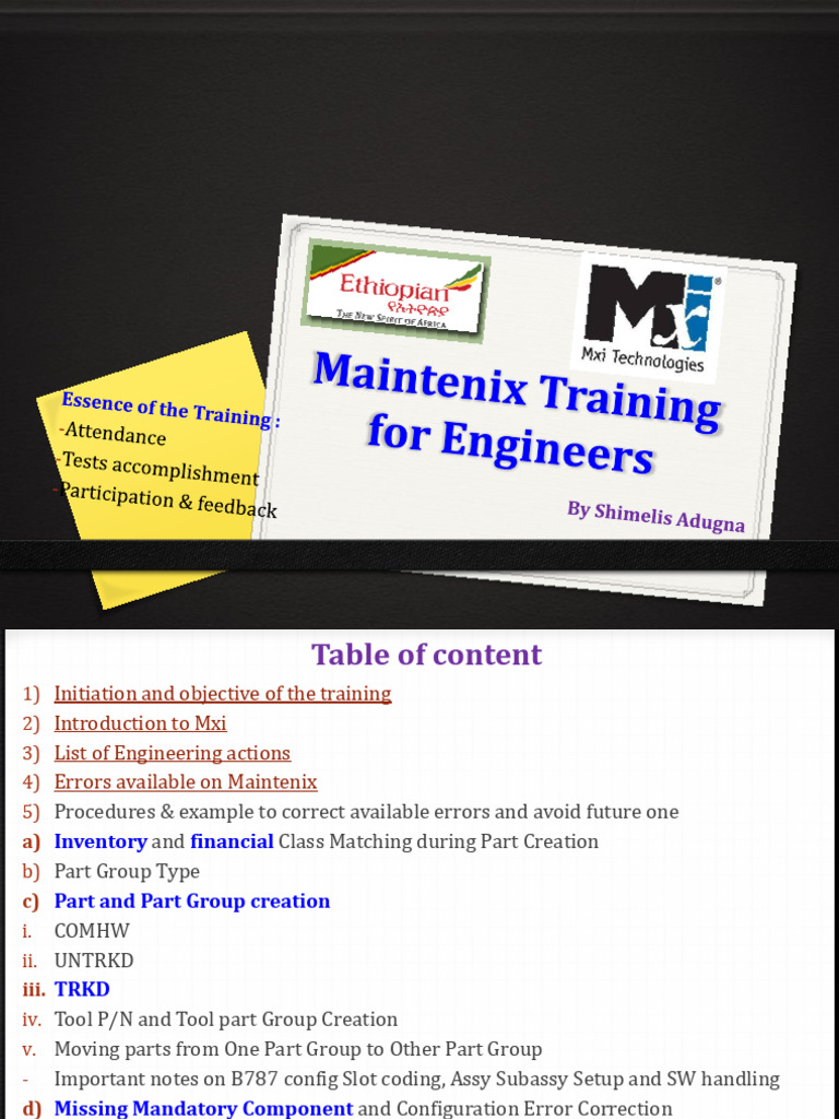 Maintenix Training for Engineers Overview | PDF | Inventory | Computing