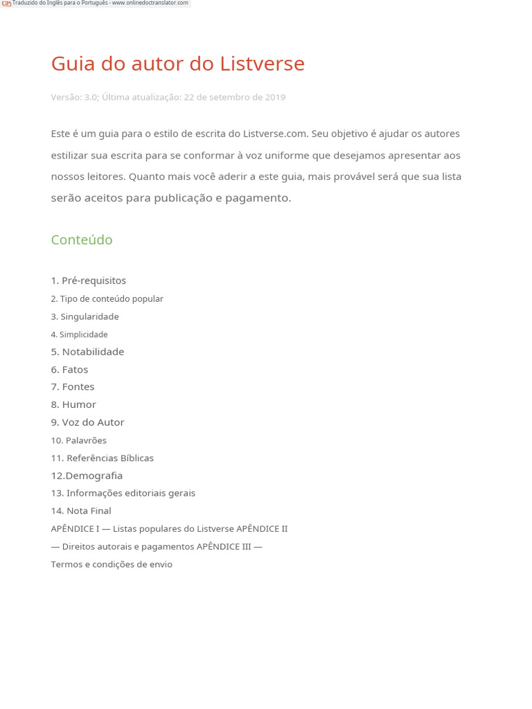 Guia de Estilo para Autores do Listverse | PDF | Internet | Bíblia
