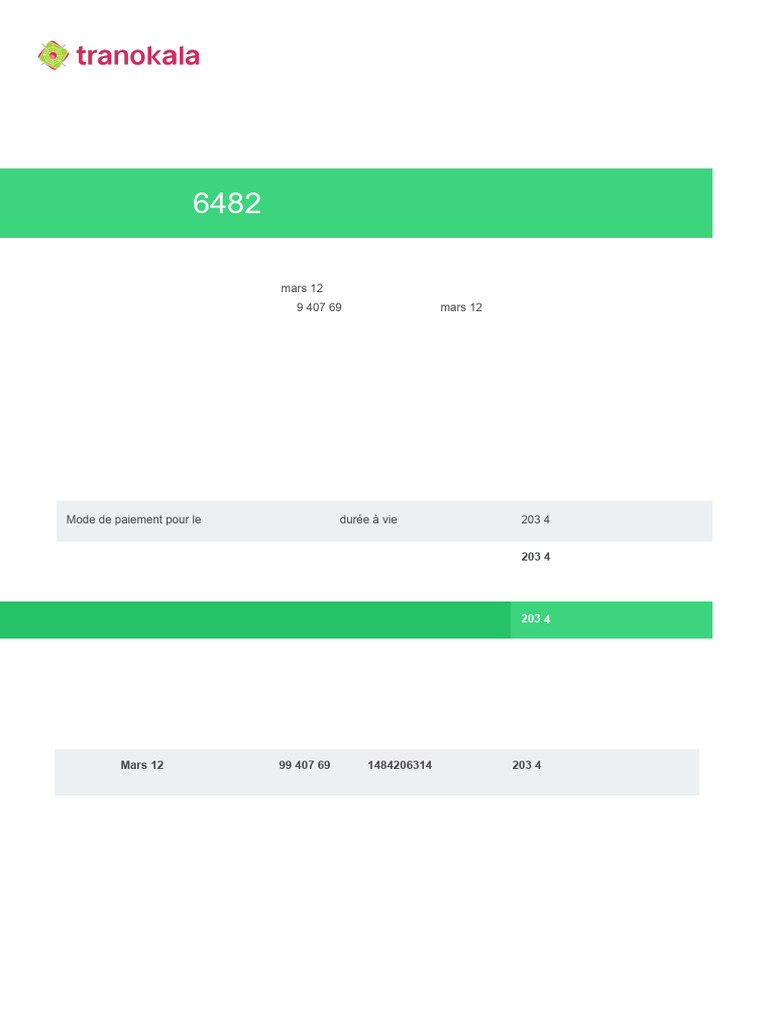 Facture 6482 - Paiement Mvola 203.400Ar | PDF